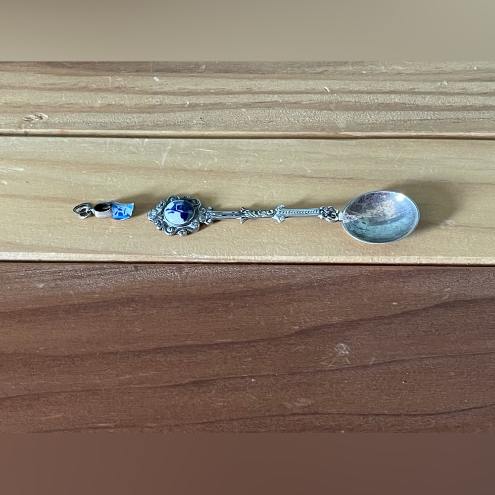 Vintage small spoon 3” and small sharm pendant 0.5” No Stamps